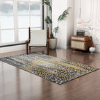 Cotton Jacquard Rug and Door Mat (Size 80x1 cm) - Blue & Multicolor