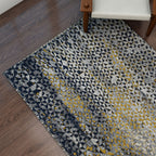 Cotton Jacquard Rug and Door Mat (Size 80x1 cm) - Blue & Multicolor