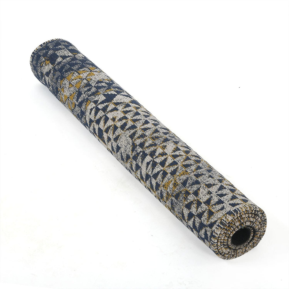 Cotton Jacquard Rug and Door Mat (Size 80x1 cm) - Blue & Multicolor