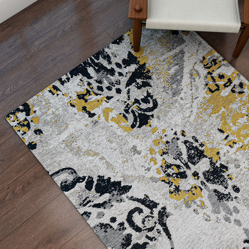 Cotton Jacquard Rug and Door Mat (Size 80x1 cm) - White & Multicolor