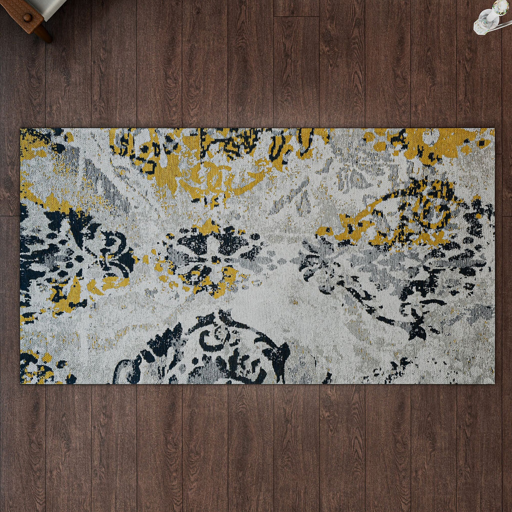 Cotton Jacquard Rug and Door Mat (Size 80x1 cm) - White & Multicolor
