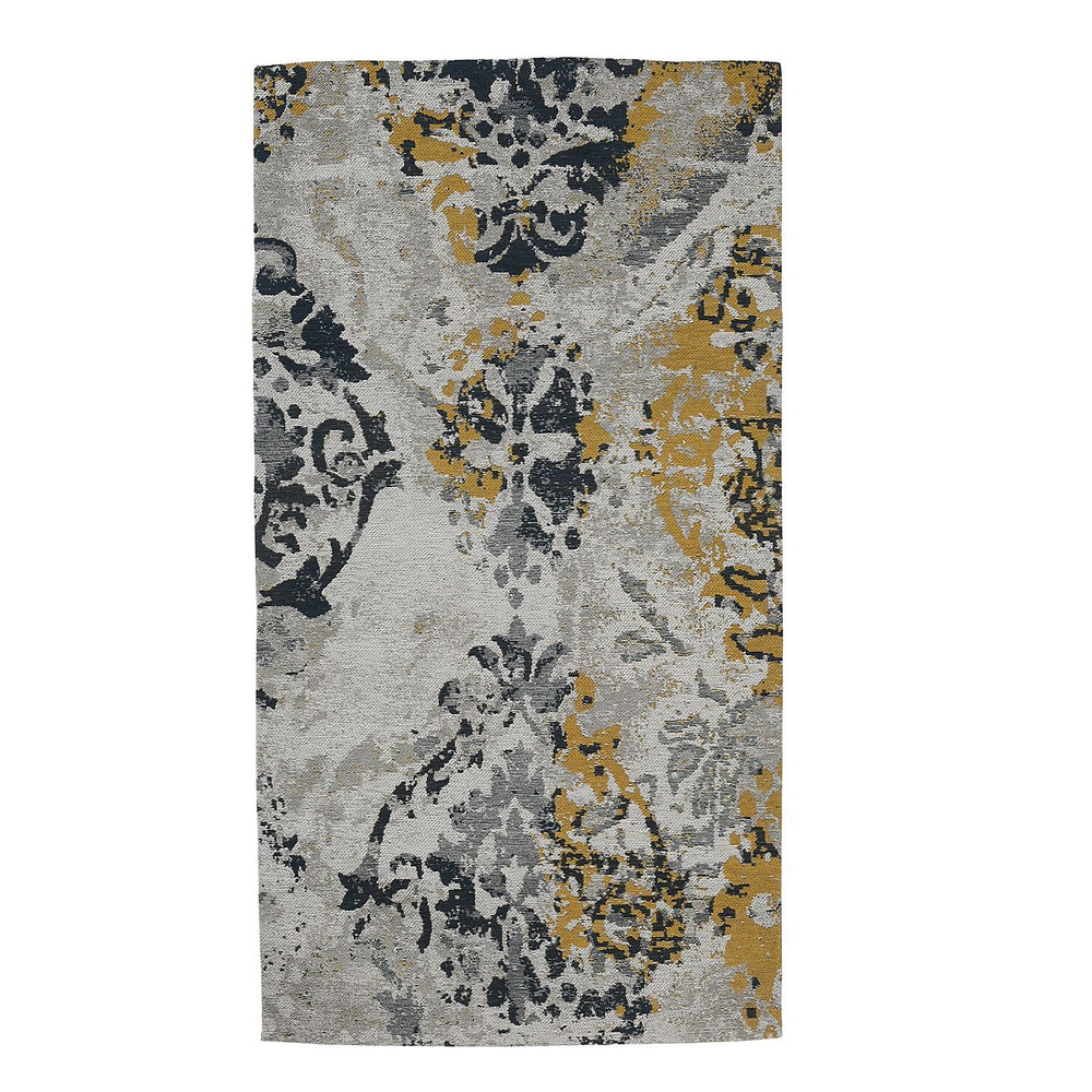 Cotton Jacquard Rug and Door Mat (Size 80x1 cm) - White & Multicolor