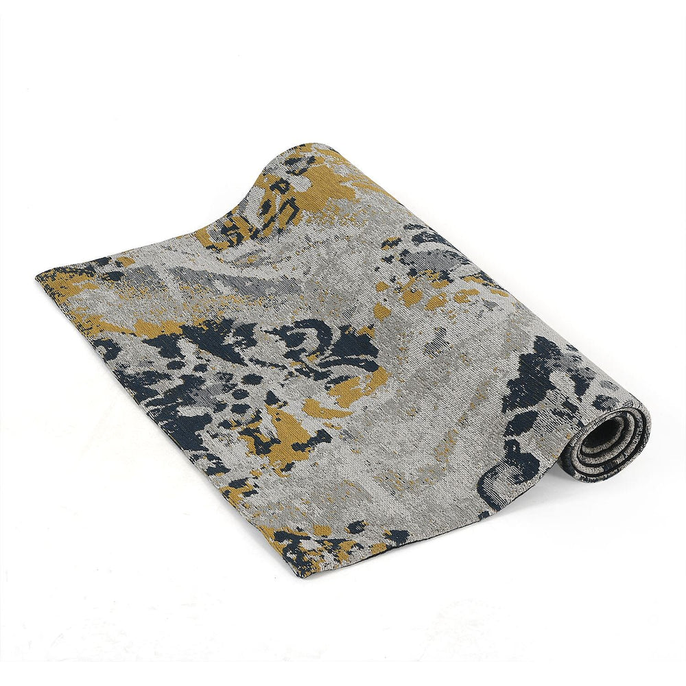 Cotton Jacquard Rug and Door Mat (Size 80x1 cm) - White & Multicolor