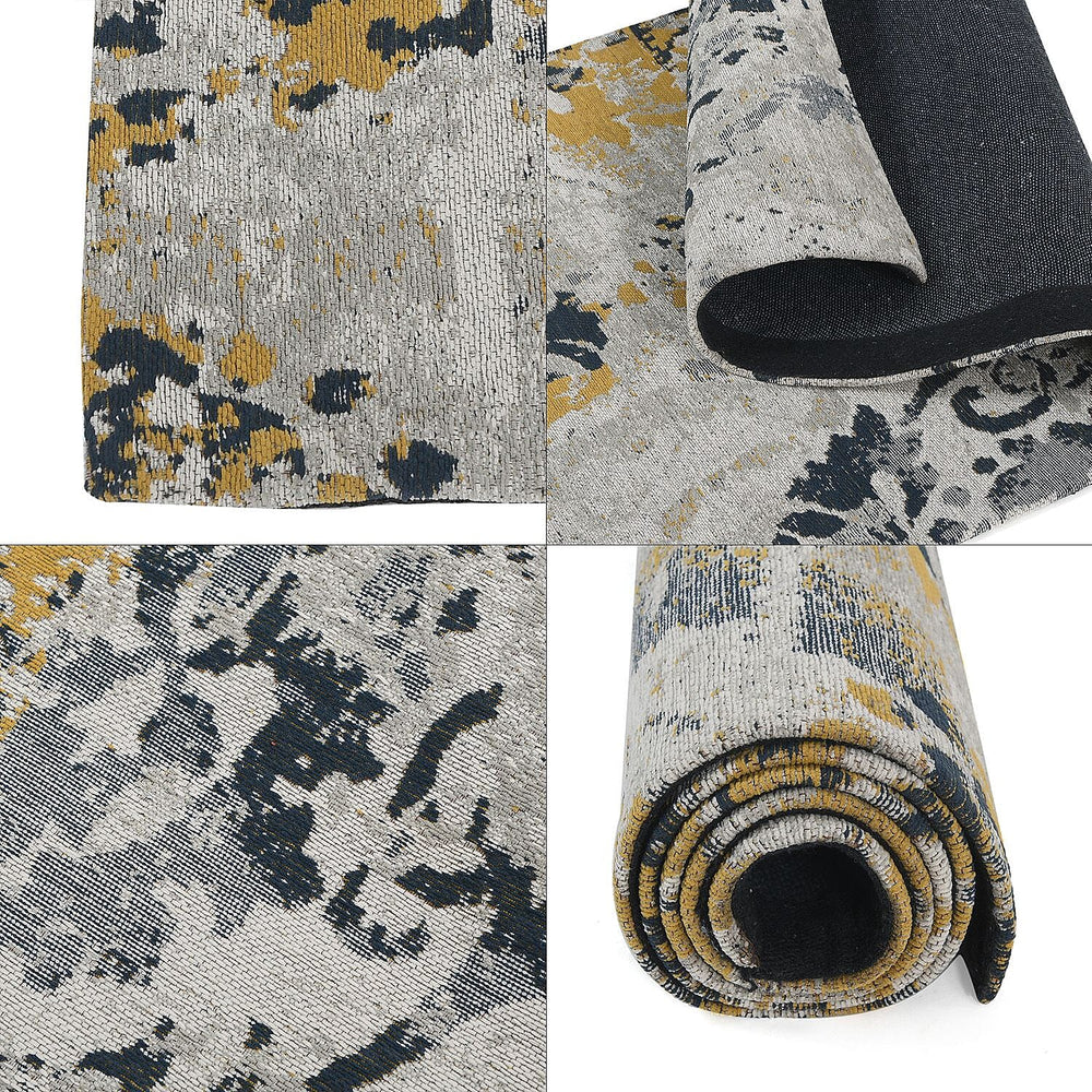 Cotton Jacquard Rug and Door Mat (Size 80x1 cm) - White & Multicolor