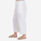 100% Cotton Tamsy Cotton Cropped Trouser Size M (12-14)- White