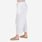 100% Cotton Tamsy Cotton Cropped Trouser Size M (12-14)- White