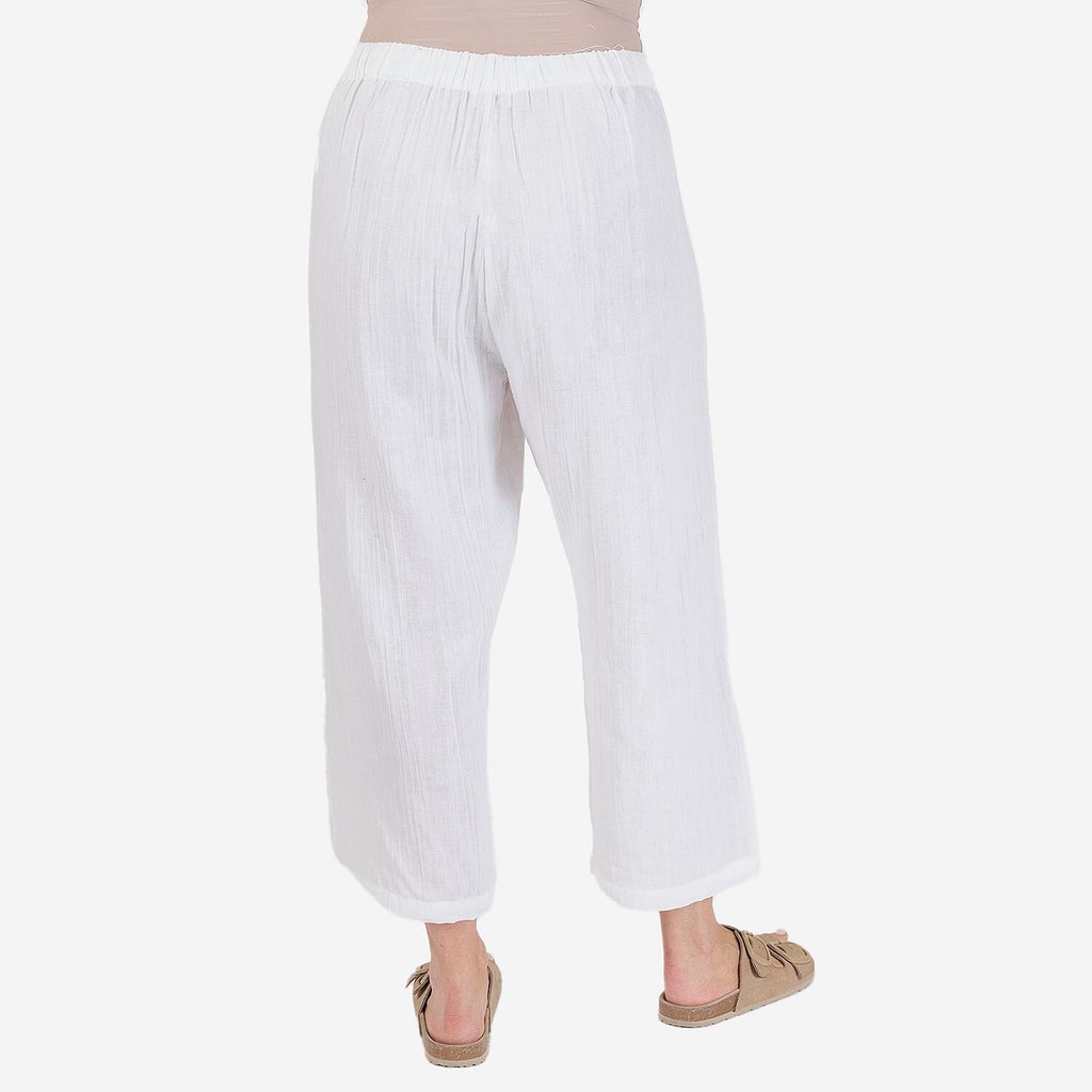 100% Cotton Tamsy Cotton Cropped Trouser Size M (12-14)- White
