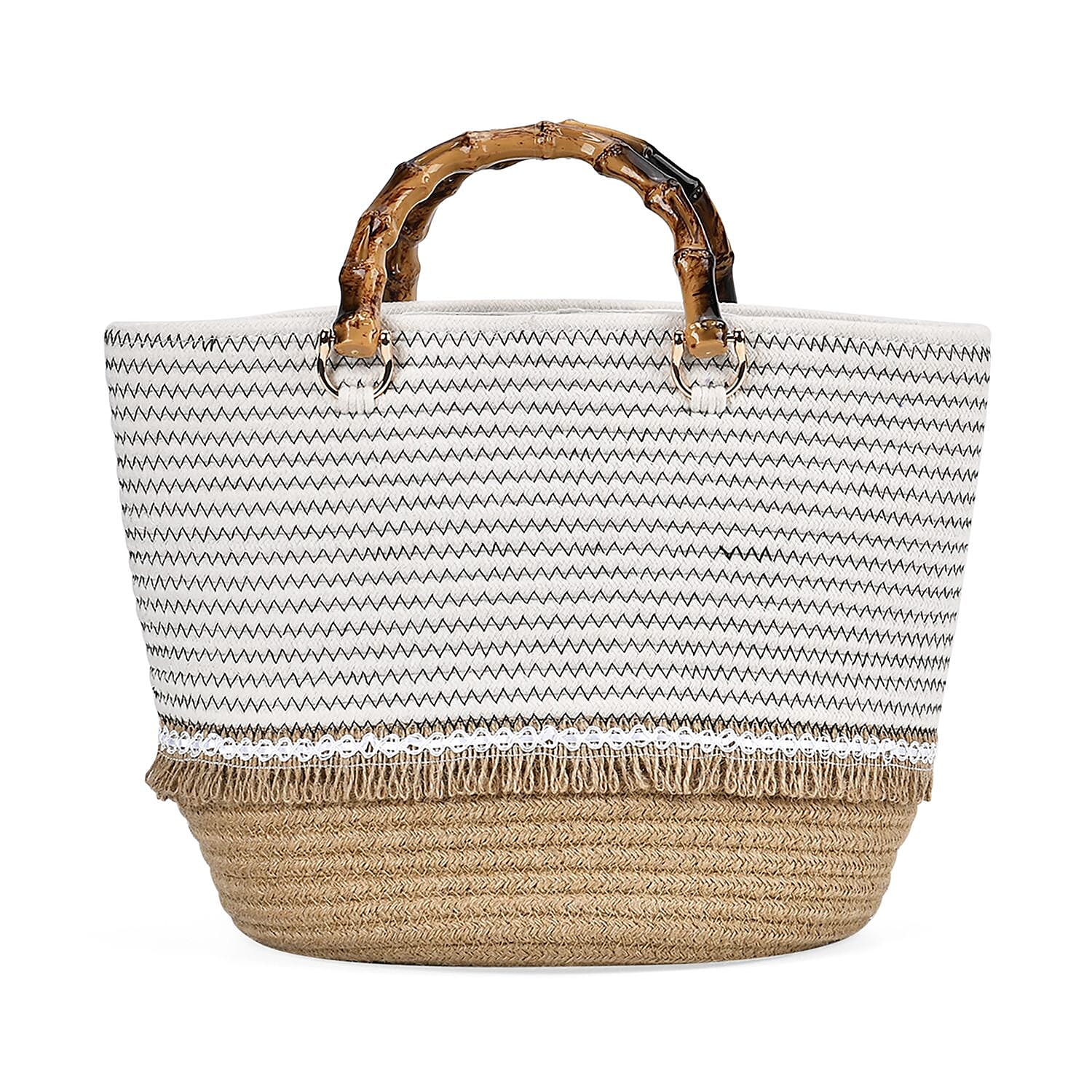 100% Cotton Knitted Summer Picnic Bag - Black