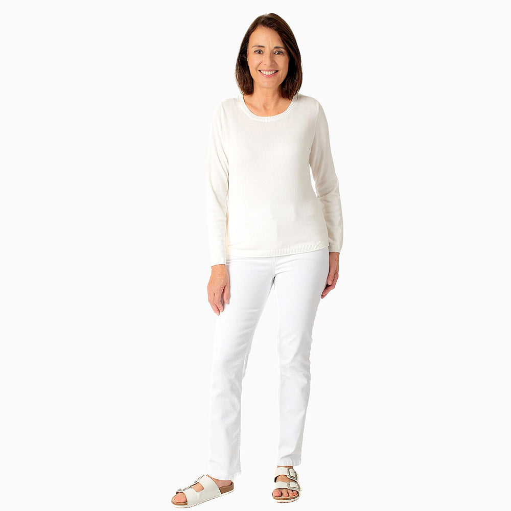 Printed Chiffon Split Back Jumper (Size - 10) - White