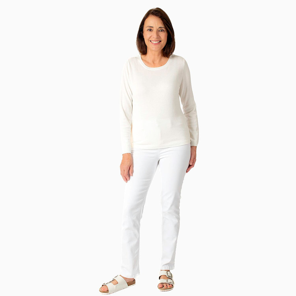 Printed Chiffon Split Back Jumper (Size - 10) - White