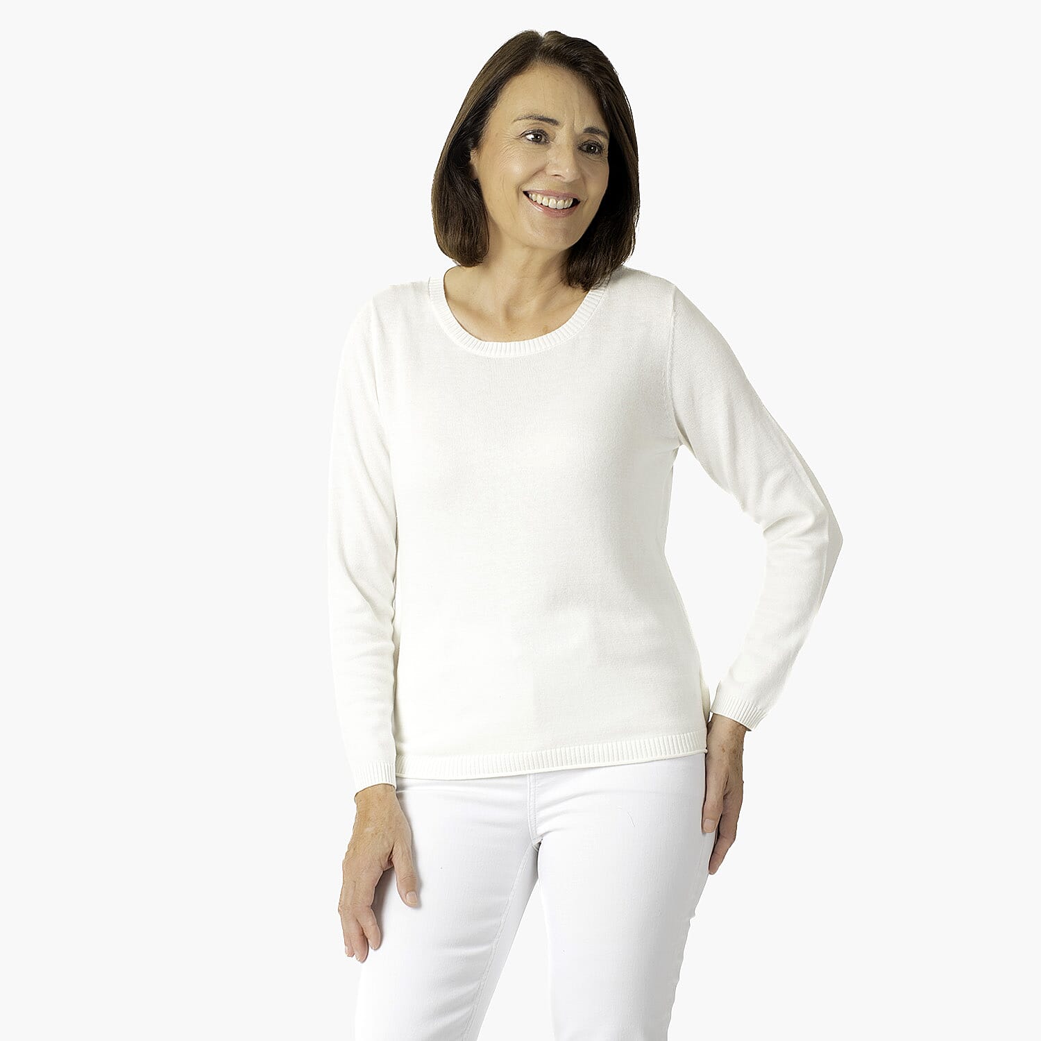 Printed Chiffon Split Back Jumper (Size - 10) - White