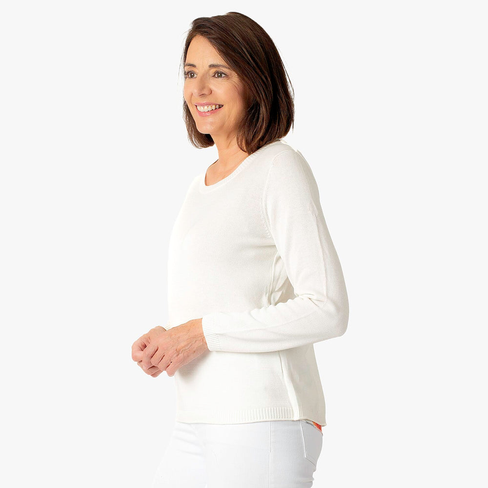 Printed Chiffon Split Back Jumper (Size - 10) - White