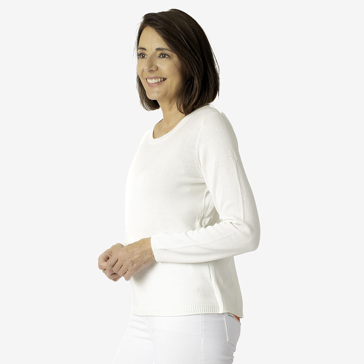 Printed Chiffon Split Back Jumper (Size - 10) - White