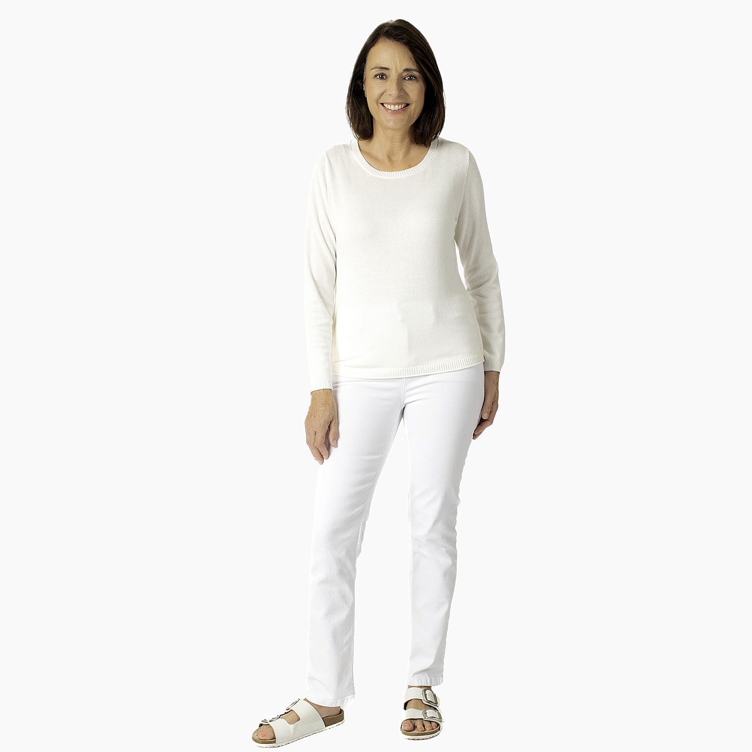 Printed Chiffon Split Back Jumper (Size - 12) - White