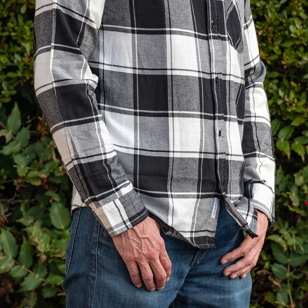 Bellfield 100% Cotton Button Through Flannel Check Shirt (Size M) - Black
