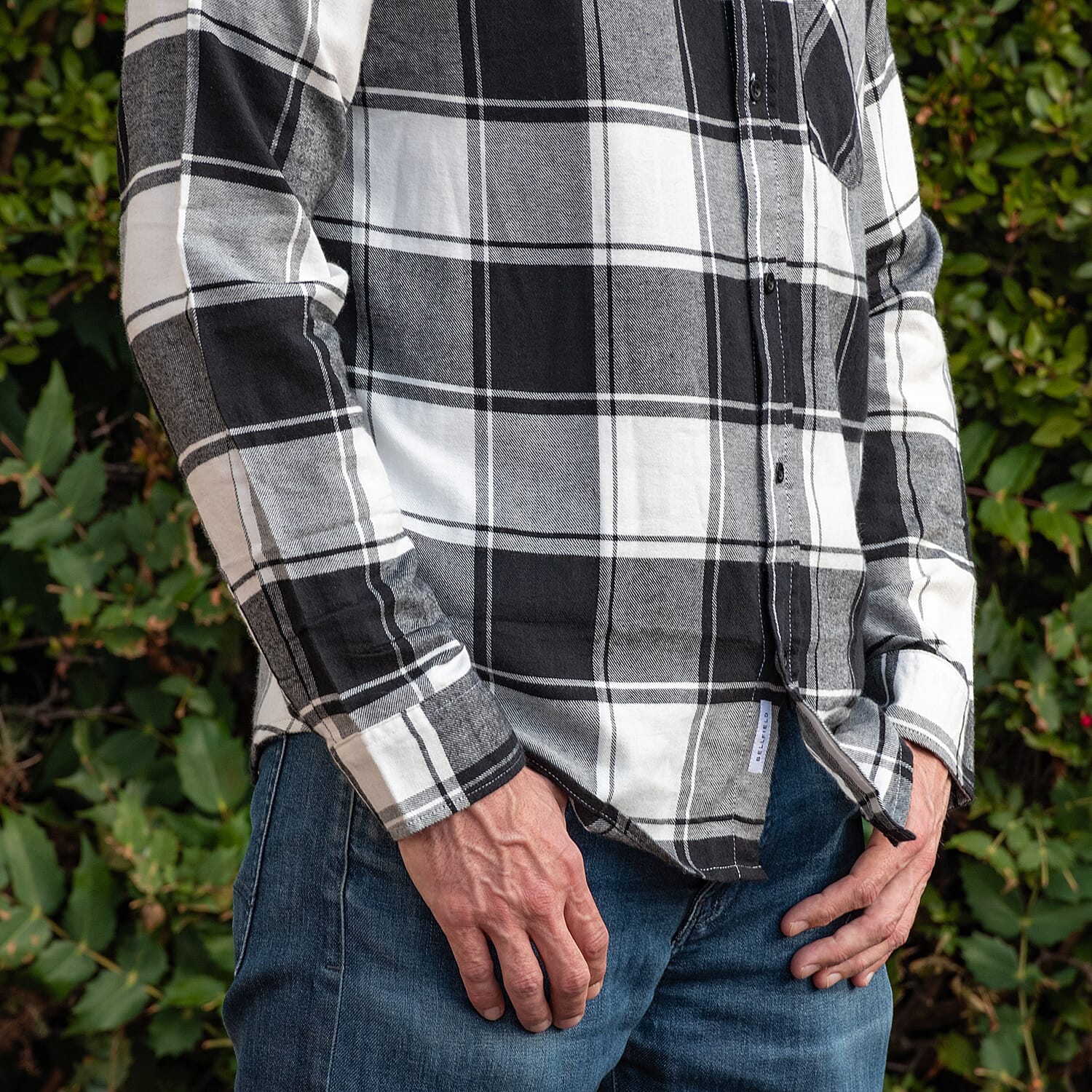 Bellfield 100% Cotton Button Through Flannel Check Shirt (Size M) - Black