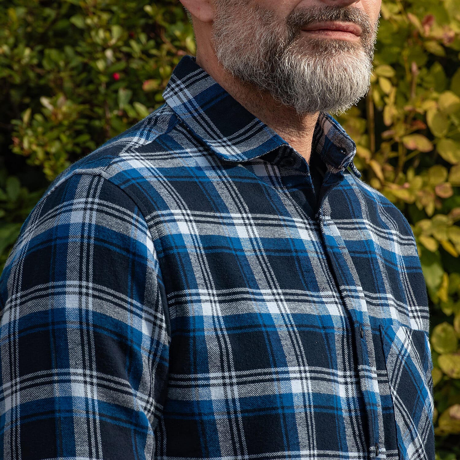 Bellfield 100% Cotton Button Through Flannel Check Shirt (Size L) - Blue