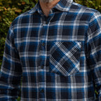 Bellfield 100% Cotton Button Through Flannel Check Shirt (Size L) - Blue