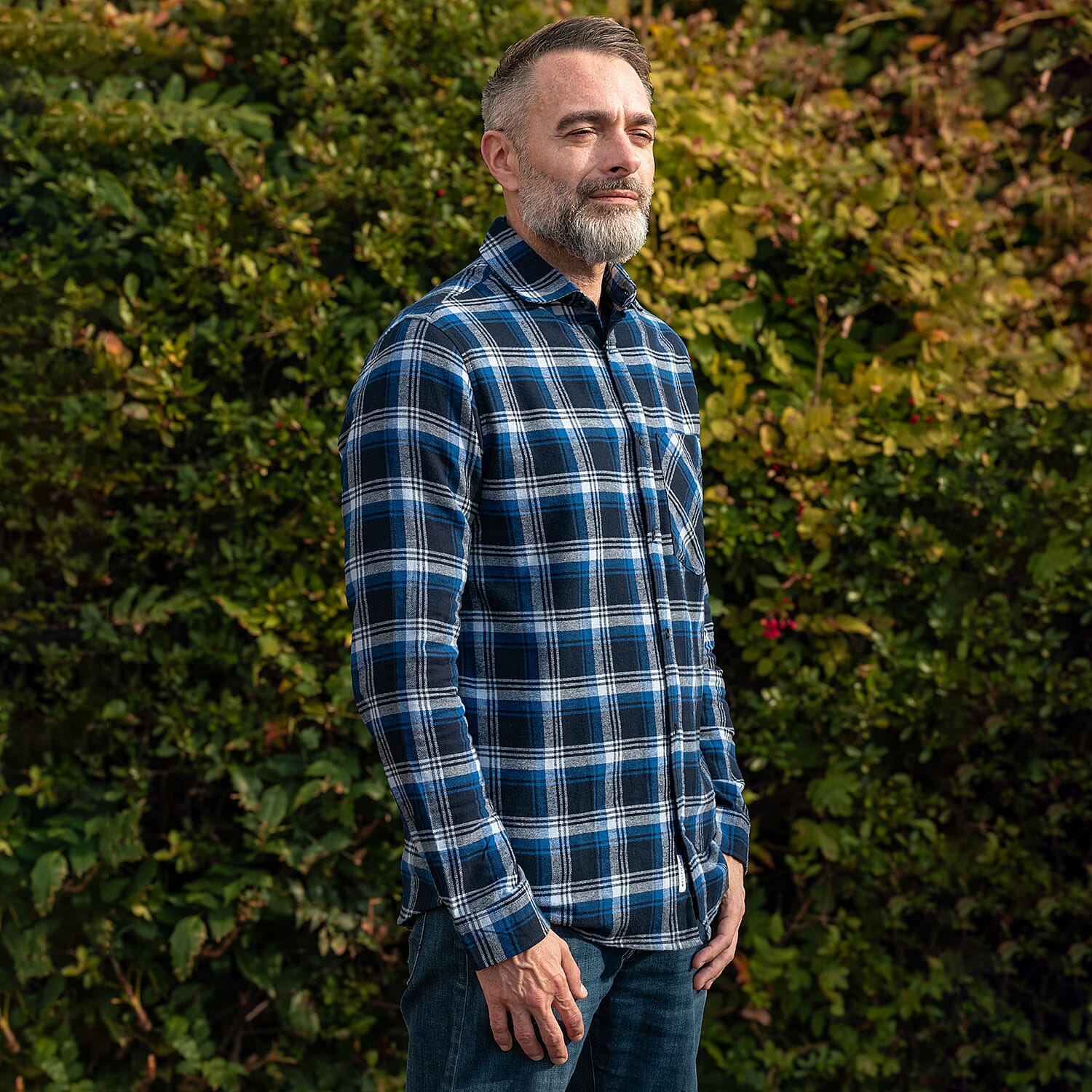 Bellfield 100% Cotton Button Through Flannel Check Shirt (Size XL) - Blue