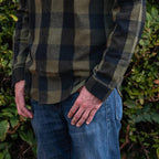 Bellfield 100% Cotton Button Through Flannel Check Shirt (Size L) - Khaki