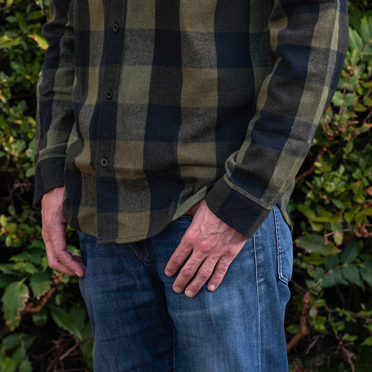 Bellfield 100% Cotton Button Through Flannel Check Shirt (Size M) - Khaki