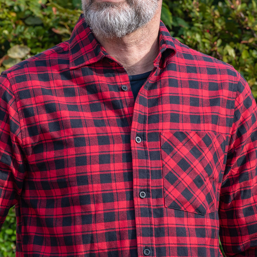 Bellfield 100% Cotton Button Through Flannel Check Shirt (Size XL) - Red