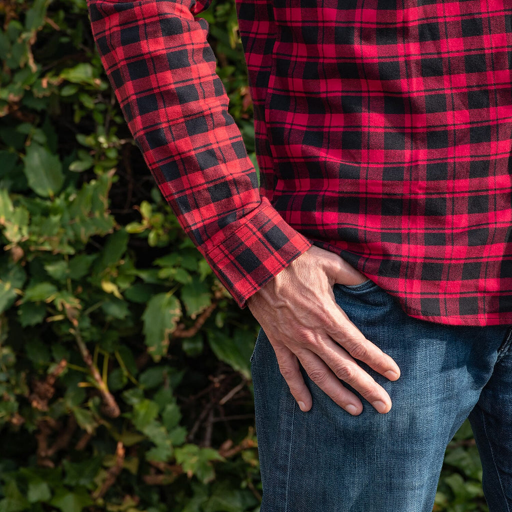 Bellfield 100% Cotton Button Through Flannel Check Shirt (Size XL) - Red