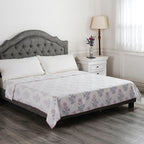 100% Cotton 3 Layered Temperature Regulating Hand Block Printed All Season Duvet (Size 200X200 Cm) -Turquoise & red