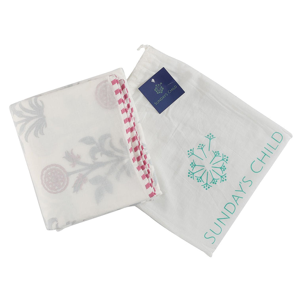 100% Cotton 3 Layered Temperature Regulating Hand Block Printed All Season Duvet (Size 200X200 Cm) -Turquoise & red