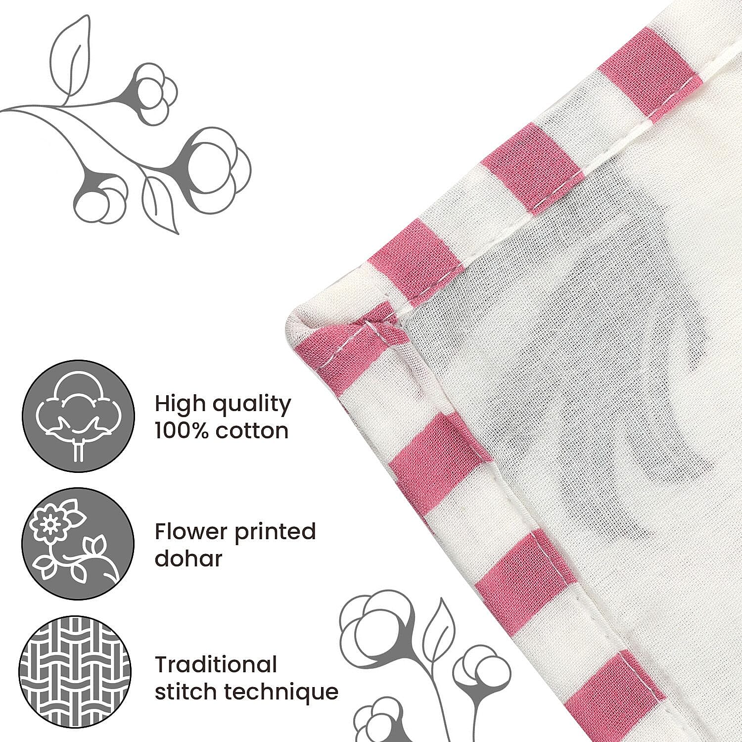 100% Cotton 3 Layered Temperature Regulating Hand Block Printed All Season Duvet (Size 200X200 Cm) -Turquoise & red