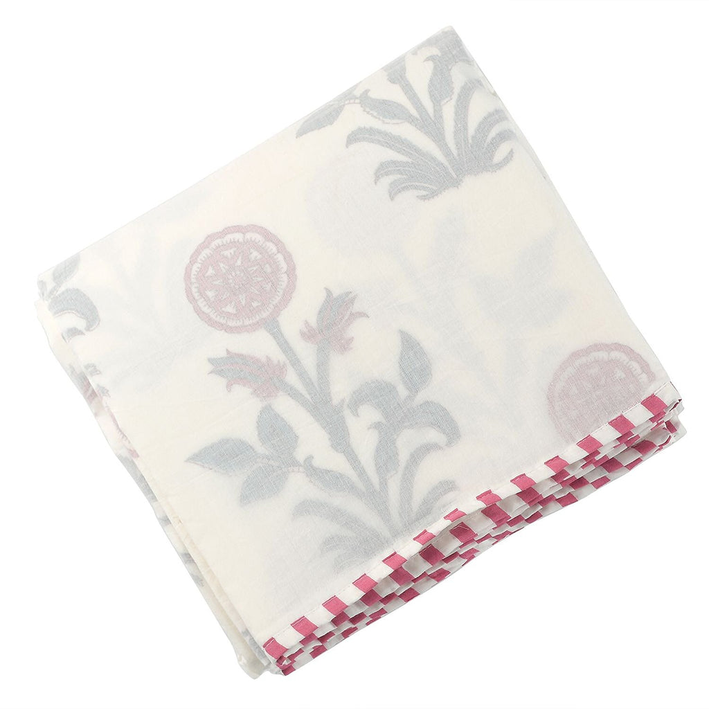 100% Cotton 3 Layered Temperature Regulating Hand Block Printed All Season Duvet (Size 200X200 Cm) -Turquoise & red