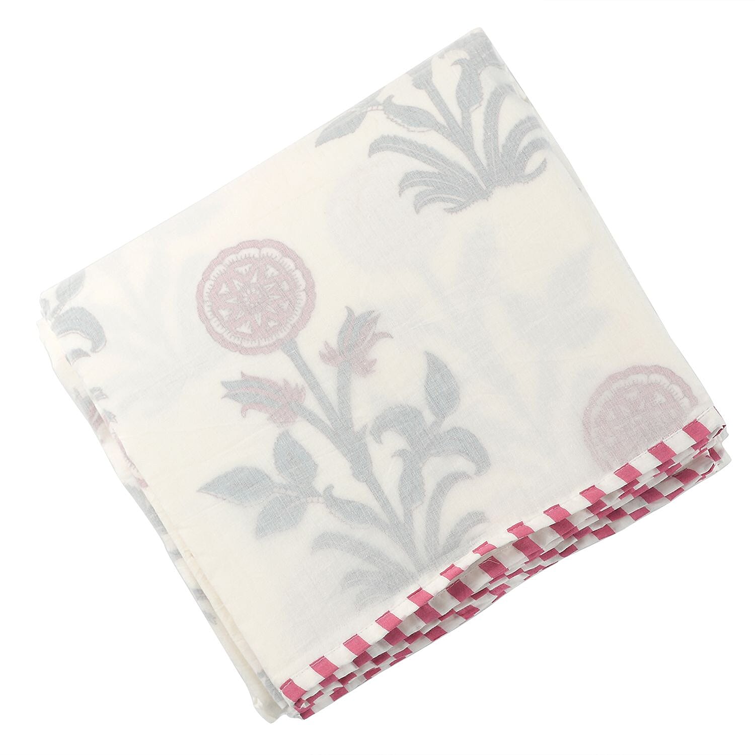 100% Cotton 3 Layered Temperature Regulating Hand Block Printed All Season Duvet (Size 200X200 Cm) -Turquoise & red