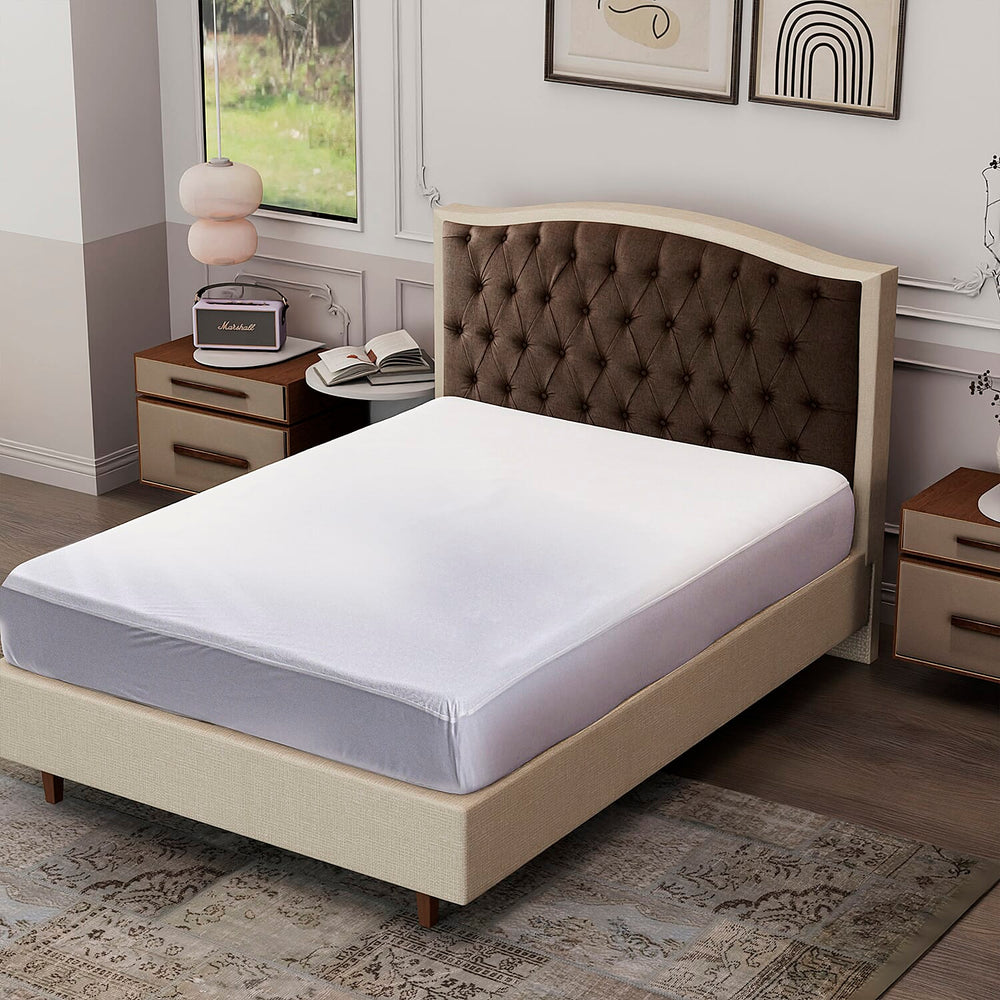 Cotton Terry Waterproof Mattress Protector; Prolongs mattress life by protecting it from accidental spills, bodily fluids, perspiration, or anything wet - Super King