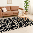 Geometric Pattern Kilim Rugs Ready Stock (Size 125x80cm) - Black - White
