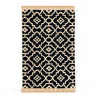 Geometric Pattern Kilim Rugs Ready Stock (Size 125x80cm) - Black - White