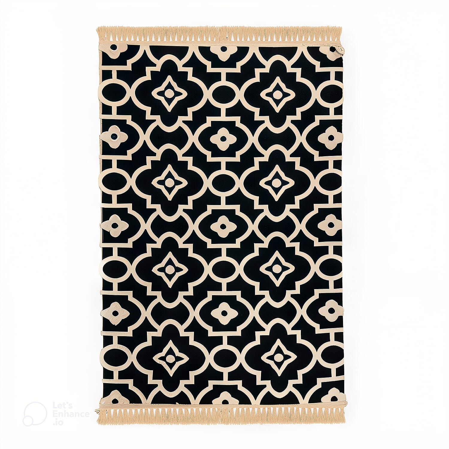 Geometric Pattern Kilim Rugs Ready Stock (Size 125x80cm) - Black - White