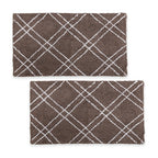 Pack of 2 - Cotton Patterned Mats (Size 45x84 cm) - Brown