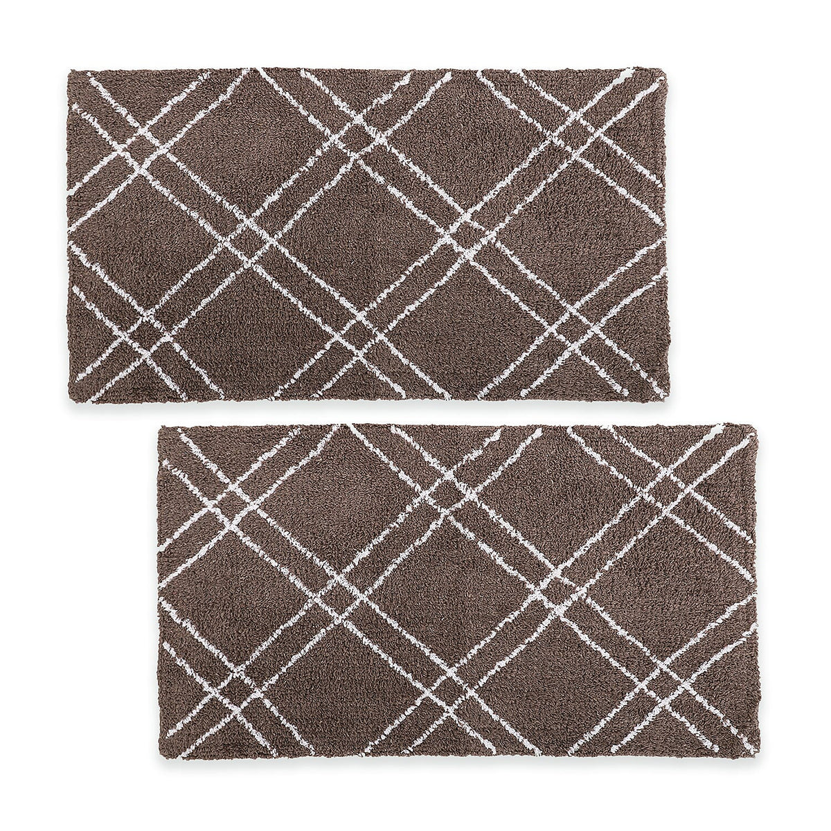 Pack of 2 - Cotton Patterned Mats (Size 45x84 cm) - Brown