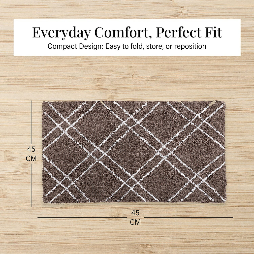 Pack of 2 - Cotton Patterned Mats (Size 45x84 cm) - Brown