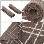 Pack of 2 - Cotton Patterned Mats (Size 45x84 cm) - Brown