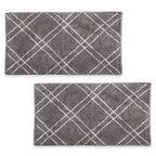 Pack of 2 - Cotton Patterned Mats (Size 45x84 cm) - Grey