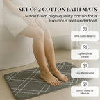 Pack of 2 - Cotton Patterned Mats (Size 45x84 cm) - Grey