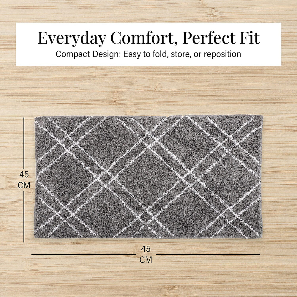 Pack of 2 - Cotton Patterned Mats (Size 45x84 cm) - Grey