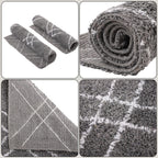 Pack of 2 - Cotton Patterned Mats (Size 45x84 cm) - Grey