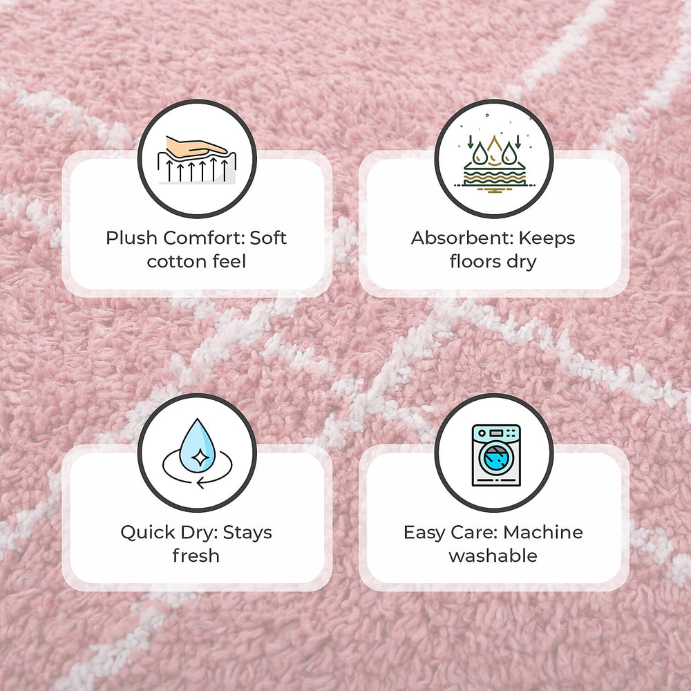 Pack of 2 - Cotton Patterned Mats (Size 45x84 cm) - Pink