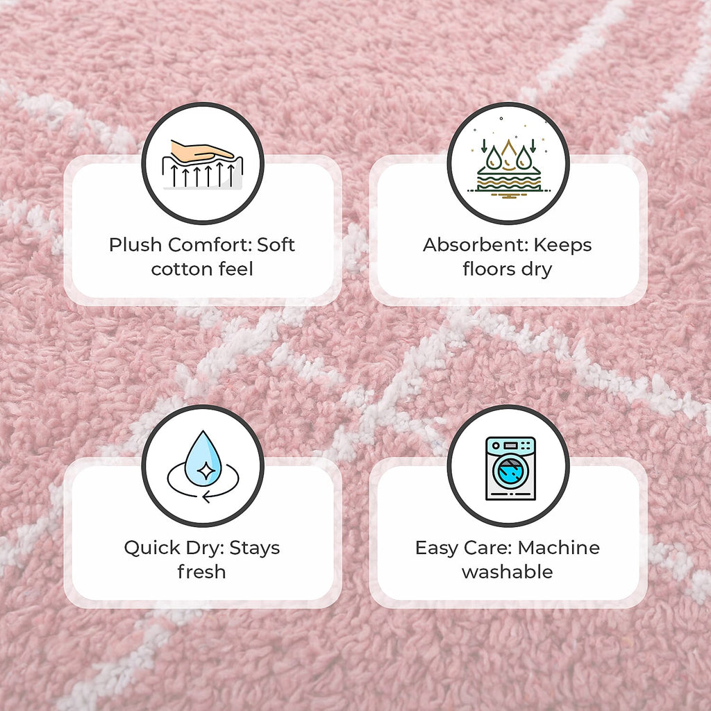 Pack of 2 - Cotton Patterned Mats (Size 45x84 cm) - Pink