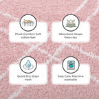 Pack of 2 - Cotton Patterned Mats (Size 45x84 cm) - Pink