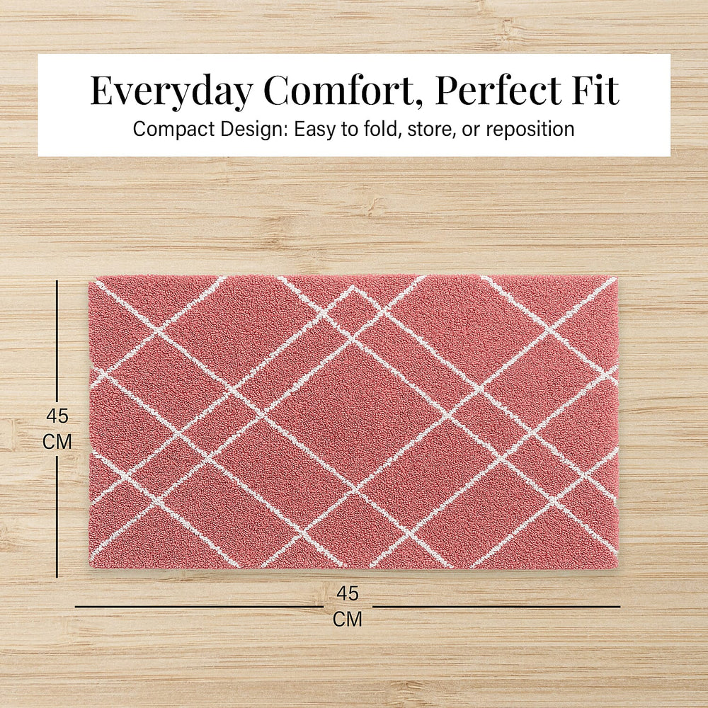 Pack of 2 - Cotton Patterned Mats (Size 45x84 cm) - Pink