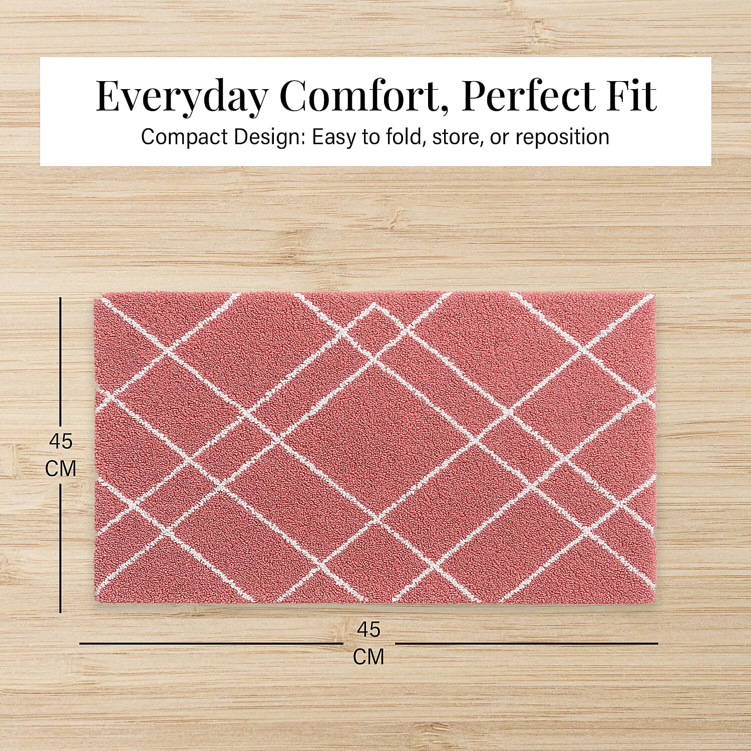 Pack of 2 - Cotton Patterned Mats (Size 45x84 cm) - Pink