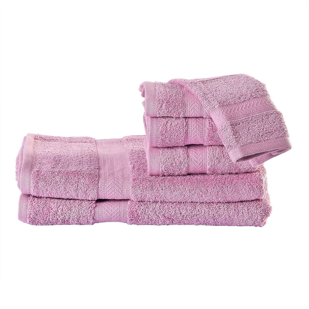 Set of 6 - 100% Cotton Towels - Each of 2 Pieces (Face - 30cm , Hand- 60x40cm , Bath - 140x70cm) - Lilac